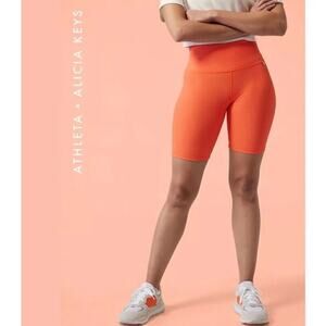 NWT Athleta + Alicia Keys Elation Ribbed 9” Orange Biker Short